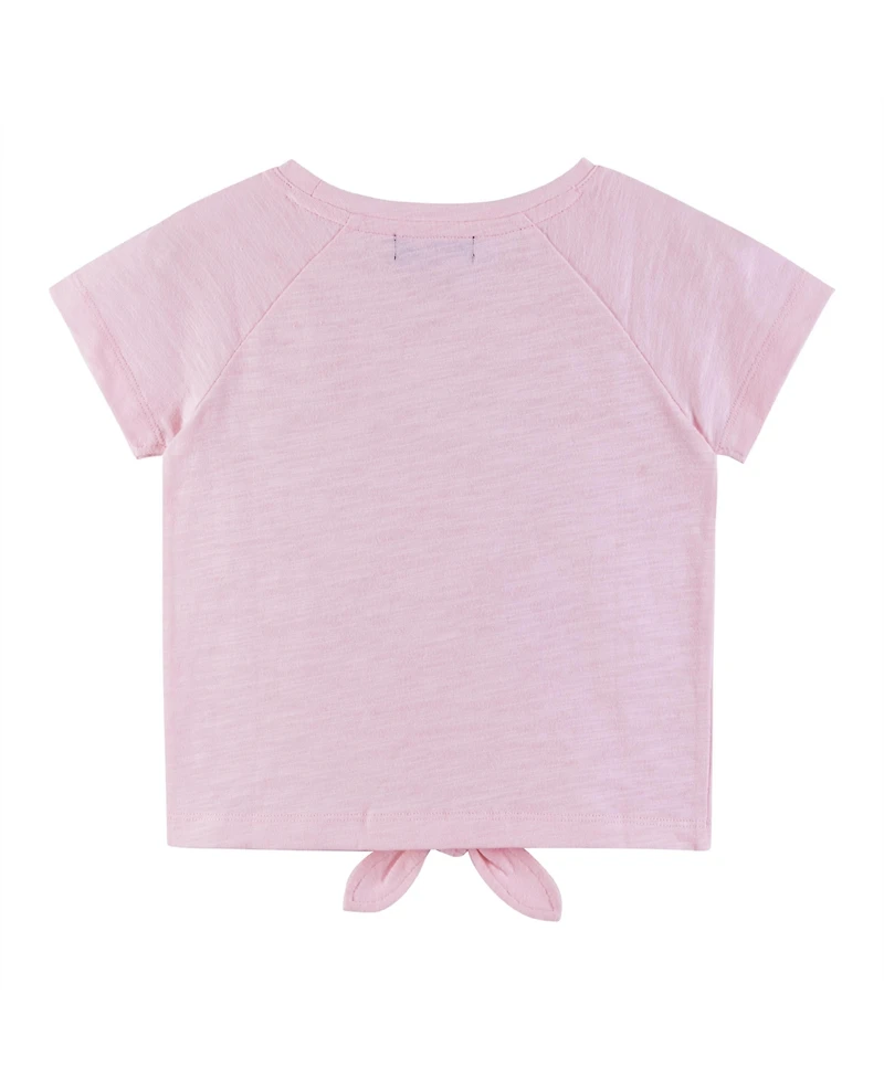Andy & Evan Little Girls Toddler/Child Pink Raglan Sleeve Knotted Tee