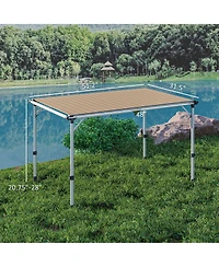 Outsunny Foldable Table, Adjustable Height Aluminum Table for Picnic