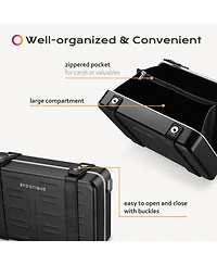 Byootique Mini Suitcase Crossbody Bag Portable Hard Shell Aluminum Cosmetic Makeup Case with Adjustable Strap Travel Handbag for Artist,Red