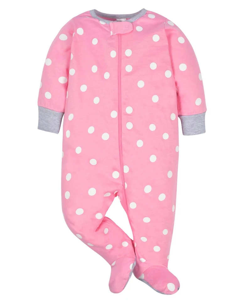 Gerber Baby Girls Sleep N' Play Pajamas, 4-pack