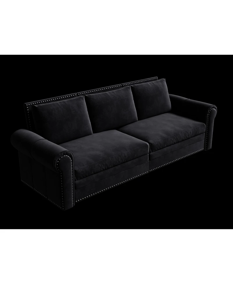 Streamdale Chesterfield Convertible Sleeper, 3-in-1 Velvet Multi-Functional Sofa Bed - King Size