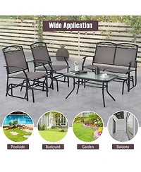 Gymax 4PCS Outdoor Glider Chair & Table Set Patio Conversation Furniture Set