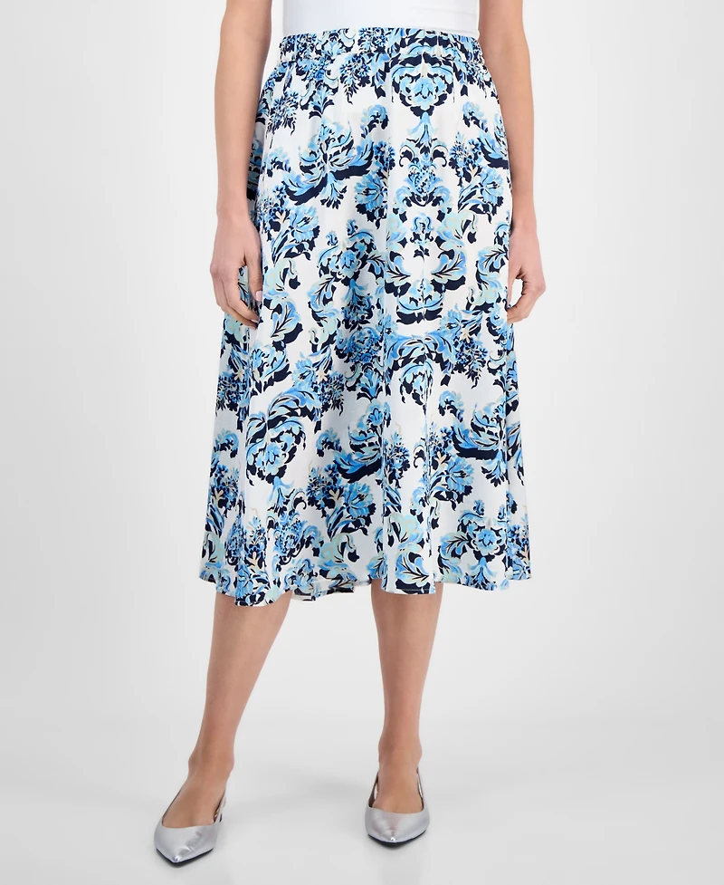 Jm Collection Women's Printed Jacquard Pull-On Midi Skirt, Exclusively at Macy's