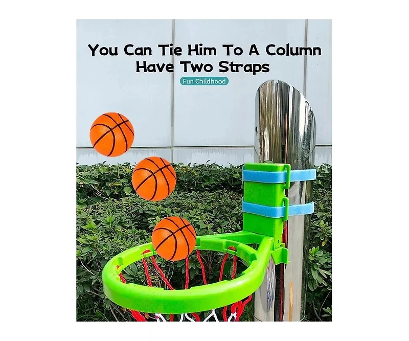 Sperric Toddler 2-in-1 Bathroom Basketball Hoop Playset with Suction Cups & Tying Straps – Mini for Bathtub Door, Interactive