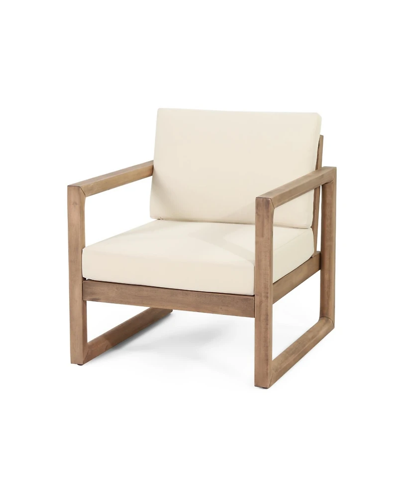 Outdoor Acacia Club Chairs (Set of 2), Brown Wash, Beige Cushions