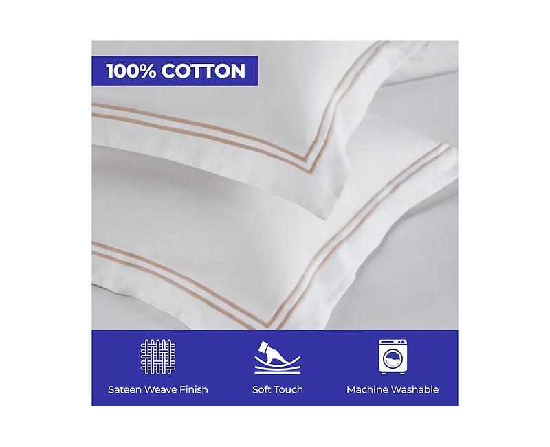 Superior Spring Blooms Cotton Two-Line Embroidered 3-Piece Duvet Cover Set, King/California King
