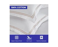 Superior Spring Blooms Cotton Two-Line Embroidered 3-Piece Duvet Cover Set, King/California King