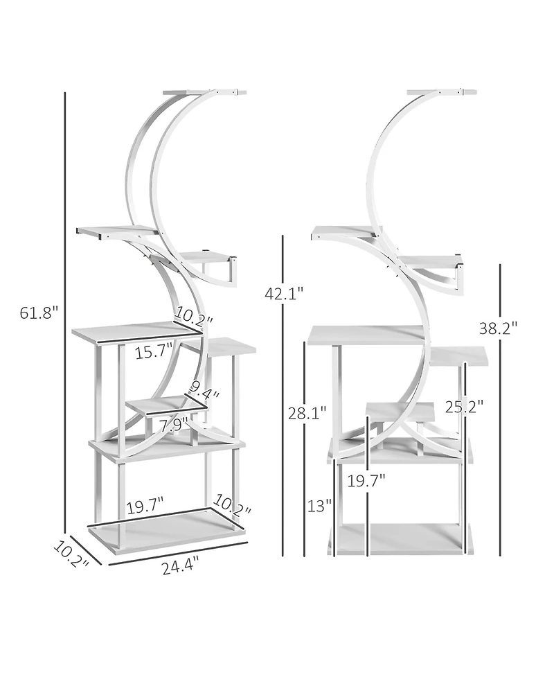 Outsunny 8 Tier Plant Sd, 62" S-Shaped Shelf, ish