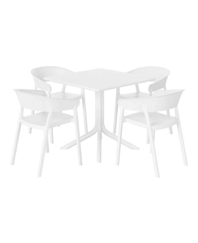 5-Piece Modern Patio Square Dining Table Set with Stackable Patio Dining Chairs