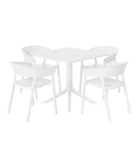 5-Piece Modern Patio Square Dining Table Set with Stackable Patio Dining Chairs