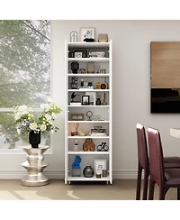 2-door shoe cabinet with Adjustable shelves, versatile storage, sturdy and durable, universal wheel design, four wheels, two brakes,black ra