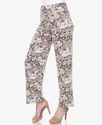 White Mark Women's Floral Print Wide Leg Palazzo Pants