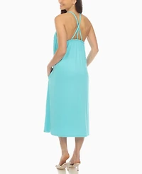White Mark Women's Braided Strap Midi Dress