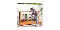 Rectangle Raised Garden Bed with Side Trellis for Outdoor Gardening and Plant Support