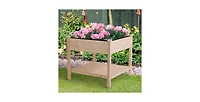 Farmhouse Square Fir Wooden Raised Garden Planter Box for Outdoor Gardening and Planting