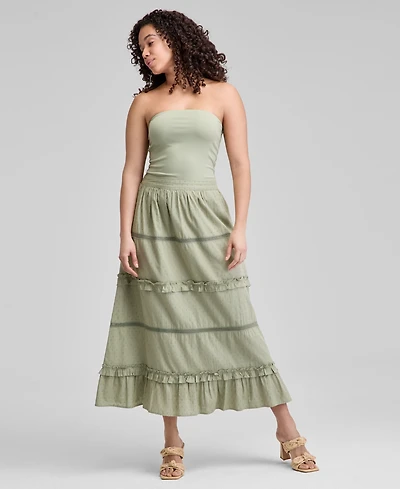 And Now This Women's Pull-On Tiered Cotton Maxi Skirt, Exclusively at Macy's