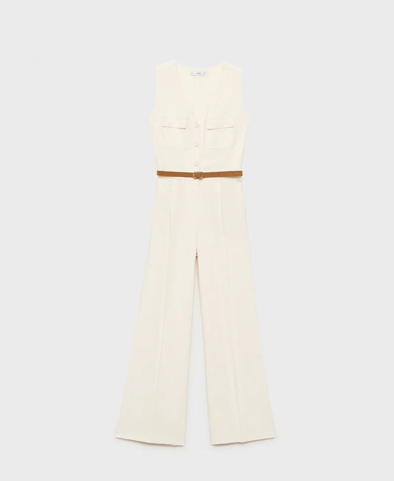 Mango Women's Belt Long Jumpsuit