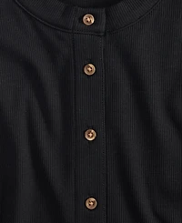 On 34th Women's Rib-Knit Short-Sleeve Button Front Top, Exclusively at Macy's