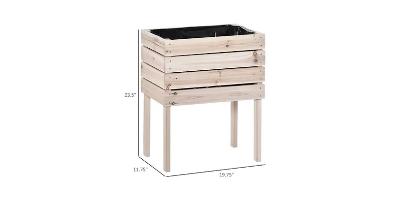 Farmhouse 4-Piece Wooden Elevated Raised Garden Bed Planter Box for Outdoor Gardening