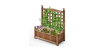 Natural Fir Wood Outdoor Garden Planter Box with High Trellis