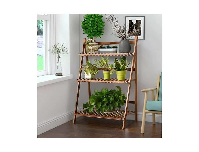 Farmhouse Indoor/Outdoor 3-Tier Folding Plant Stand Planter Shelving Unit for Garden and Decor