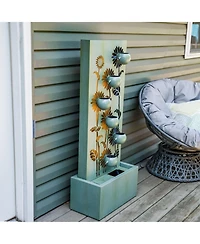 48.5" H Sunflower Fields Galvanized Steel Outdoor Water Fountain with Warm White Led Lights