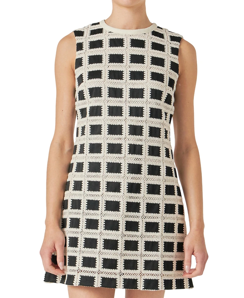 English Factory Women's Crochet Sleeveless Mini Dress
