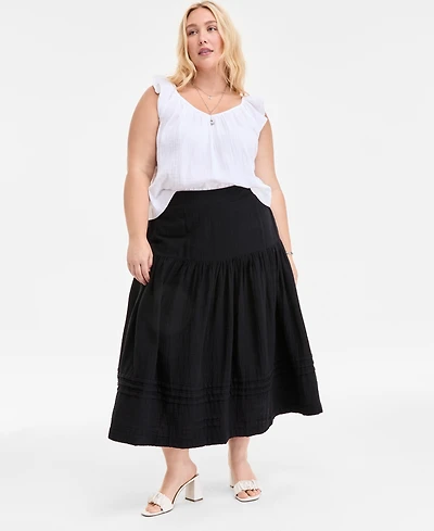 On 34th Trendy Plus Size Tiered Midi Skirt, Exclusively at Macy's