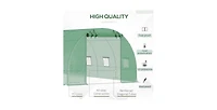26.2 ft x 9.7 ft Outdoor Walk-in Greenhouse with Green Pe Cover and Steel Frame