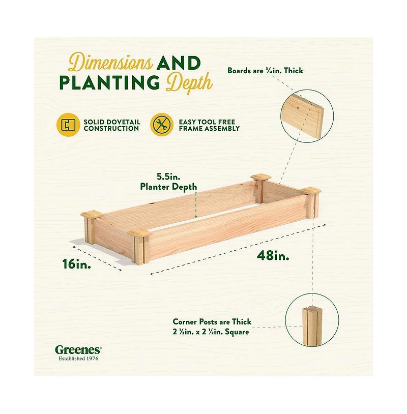Unfinished Cedar Wood Raised Garden Bed Planter for Outdoor Gardening