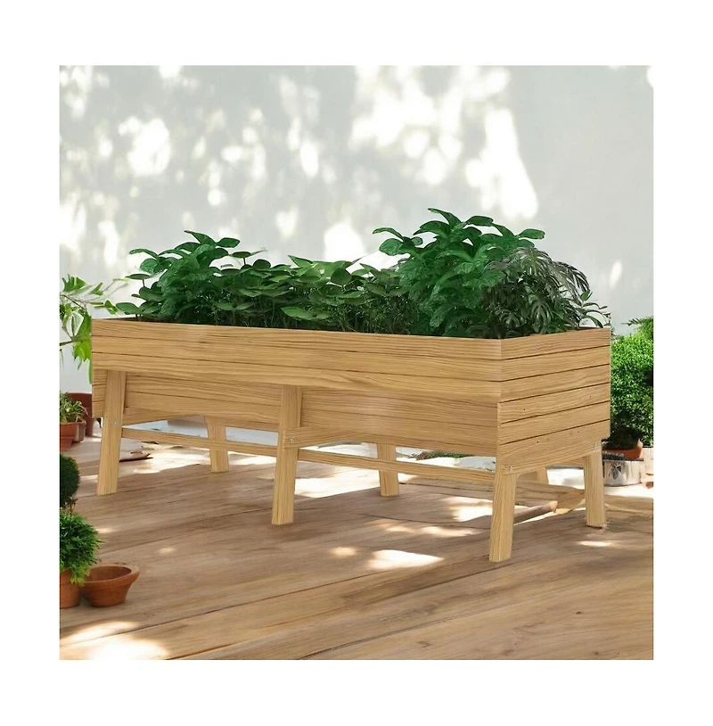 Outdoor Modern Cedar Wood Raised Garden Bed Planter 70-inch x 31-inch