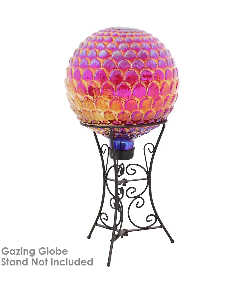 Scalloped Texture Indoor/Outdoor Gazing Globe Glass Garden Ball - 10" Diameter - Red