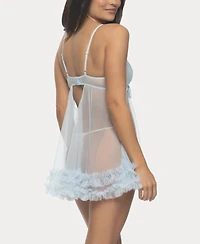 Jezebel Women's Veil Tulle Ruffle Babydoll Set