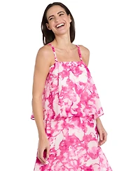 R & M Richards Women's Printed Tiered Chiffon Dress