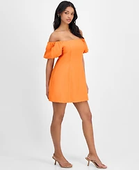 Bar Iii Women's Off-The-Shoulder Balloon-Sleeve A-Line Dress, Exclusively at Macy's