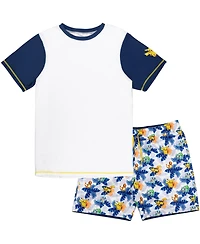Pokemon Boys Upf 50+ Rash Guard Swim Trunks Outfit Set