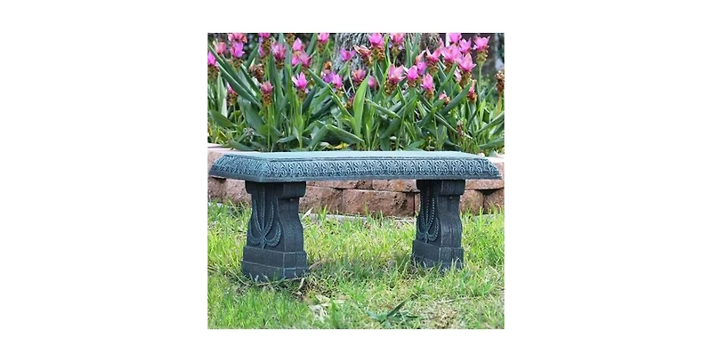 Fiber-Clay Resin Outdoor Garden Bench in Stone Finish