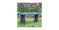 Fiber-Clay Resin Outdoor Garden Bench in Stone Finish