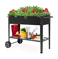 Metal Raised Garden Bed Planter Cart on Wheels 37-inch x 15-inch