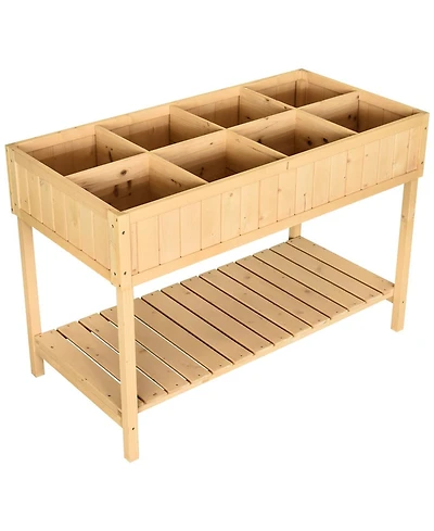 Farmhouse Fir Wooden Raised Garden Planter Box for Outdoor Gardening and Planting