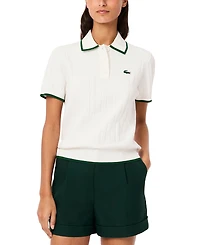 Lacoste Usa Women's Trimmed Short-Sleeve Polo Sweater