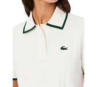 Lacoste Usa Women's Trimmed Short-Sleeve Polo Sweater