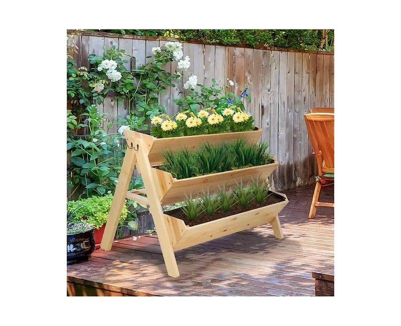 3-Tier A Frame Fir Wood 3 Elevated Planter Box Raised Garden Bed