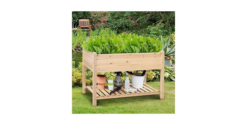 2-Tier Raised Garden Bed Planter Box for Efficient Outdoor Gardening