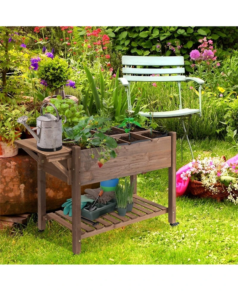 Multi-Tier Wooden Garden Box for Plants and Storage