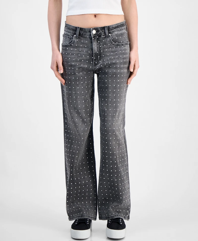 Superjene Juniors' Studded Wide-Leg Jeans