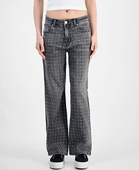 Superjene Juniors' Studded Wide-Leg Jeans