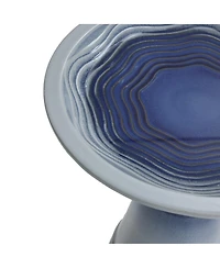 LuxenHome Blue Waves 18-Inch Tall Ceramic Birdbath