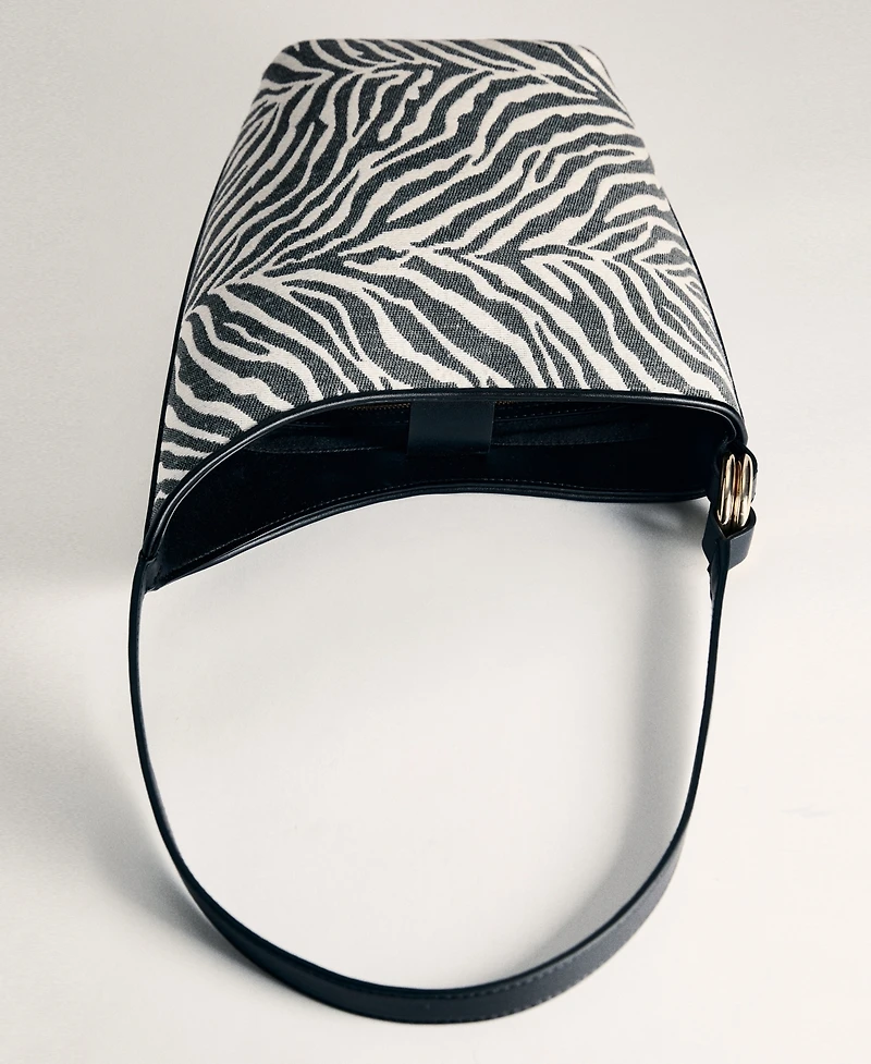 Mango Women's Large Zebra-Print Bucket Bag