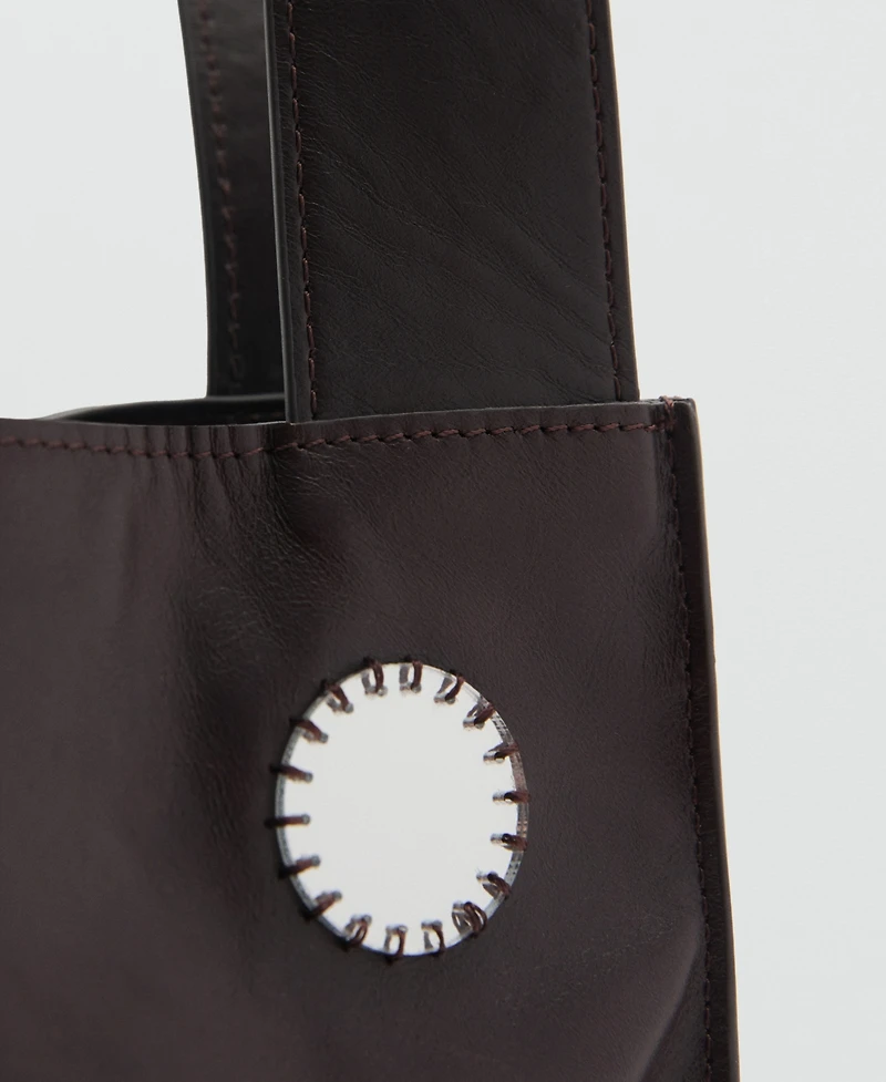 Mango Women's Double-Handle Leather Shoulder Bag